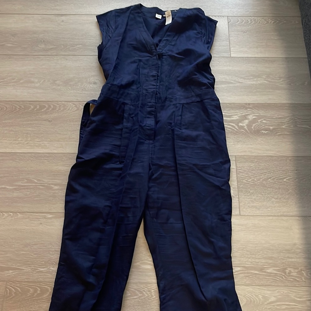 Gap navy blue Cap Sleeve linen jumpsuit